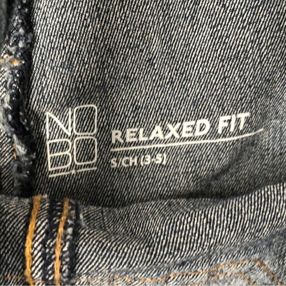 No Boundaries Juniors size 3-5 Shortalls Small Blue Denim Bib Cuffed Casual Summ - Picture 3 of 9